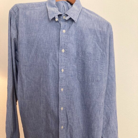 Men's Lands' End Long-sleeve Chambray Shirt - Picture 1 of 5